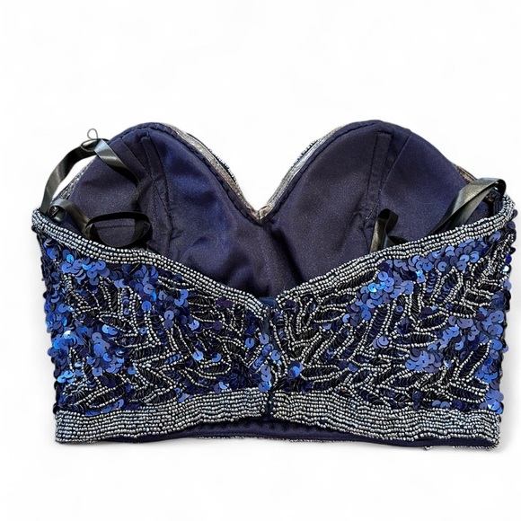 Primavera Couture Navy Sequin Top - Picture 6 of 7